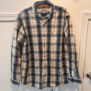 Carhartt Long Sleeve Button Down Plaid Shirt Relaxed Fit Sz LG Casual Western